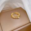 Real Gold Shell Butterfly Full Diamond Ring Opening Adjustable Simple Jewelry Japanese Ring Couple Ring