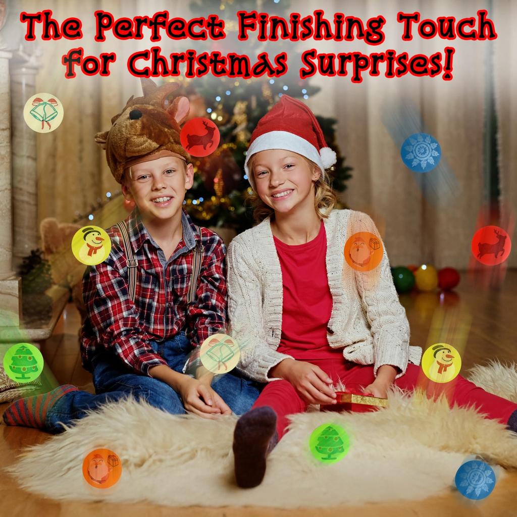 10Pcs Mini Christmas Theme Pattern Stretch Ball Game for Christmas New Year Carnival Party Supplies Best Gift Filler Prize Award