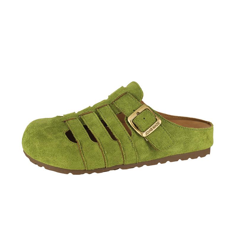 Versatile retro baotou half slippers women's outer wear summer new lazy hollow slippers platform sandals