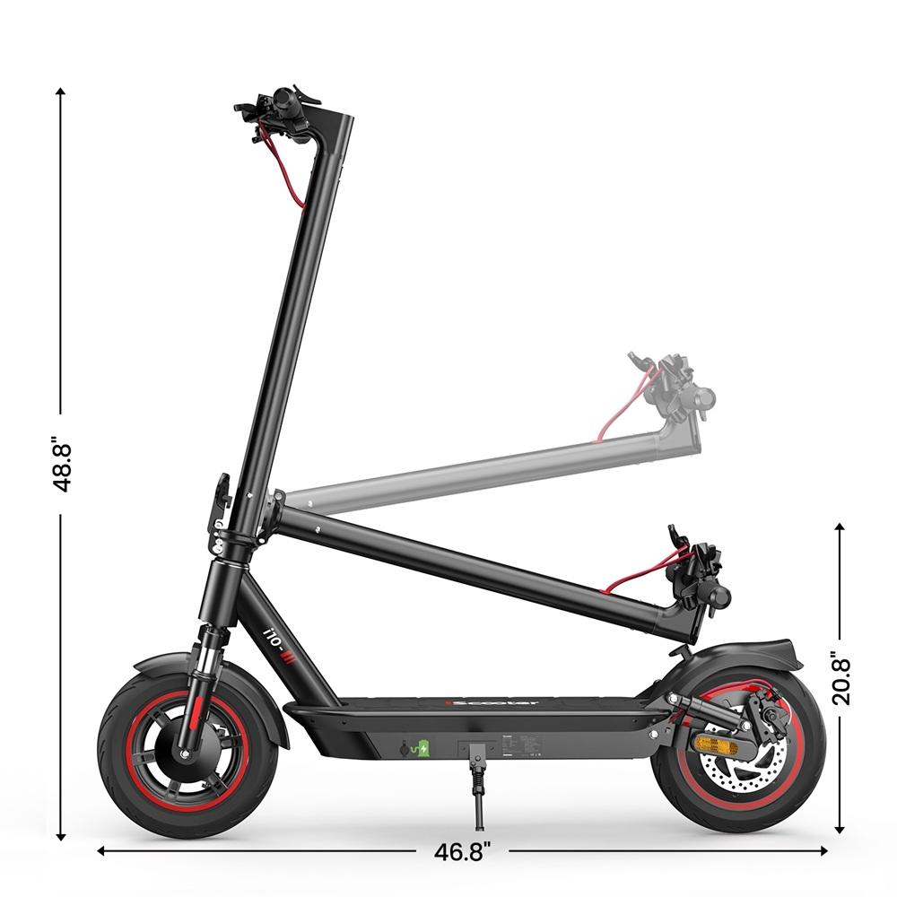 iScooter i10 650W Electric Scooter, 40km/h Max Speed, 45km Range, 10" Pneumatic Tires, Triple Brake System, APP Control