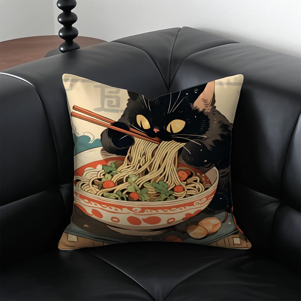 RRamen Animal Pillow Anime Art Cushion Cushion Cover Pillow Case Antidustmite Invisible zipper silky plush cushion
