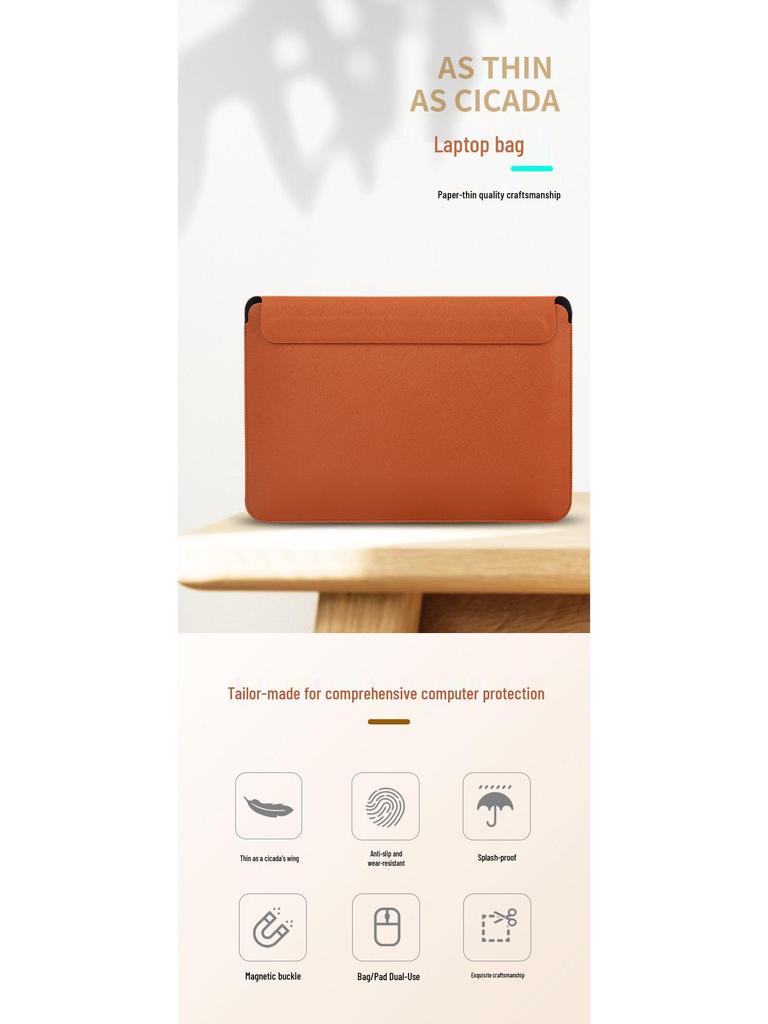 PU Magnetic Snap Protective Case for 13-16 Inch MacBook Air Laptop