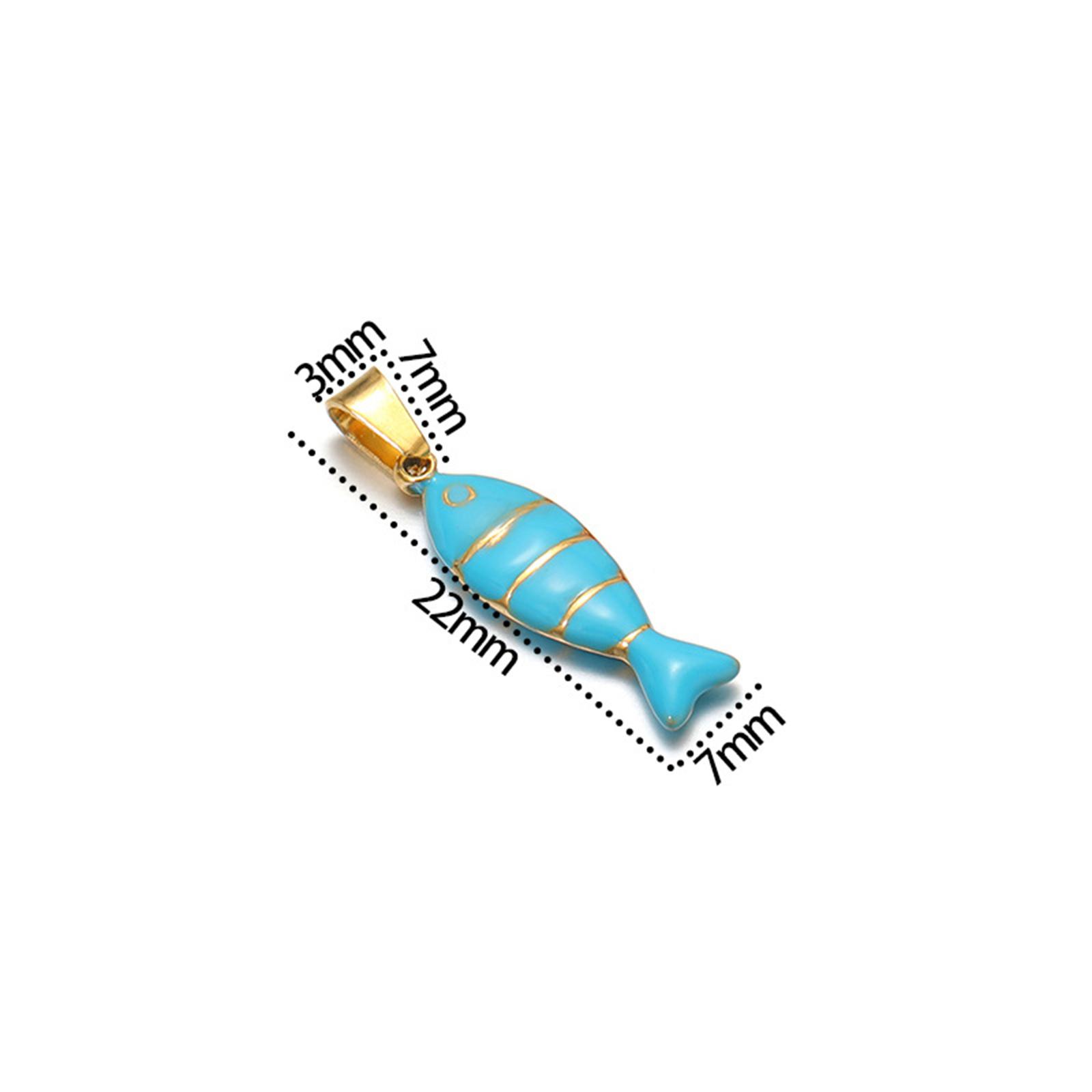 

304 Stainless Steel Charm Pendant Gold Color Fish Animal Double-sided Enamel For DIY Neckalce Jewelry Making 28mm x 7mm, 1 Piece синій