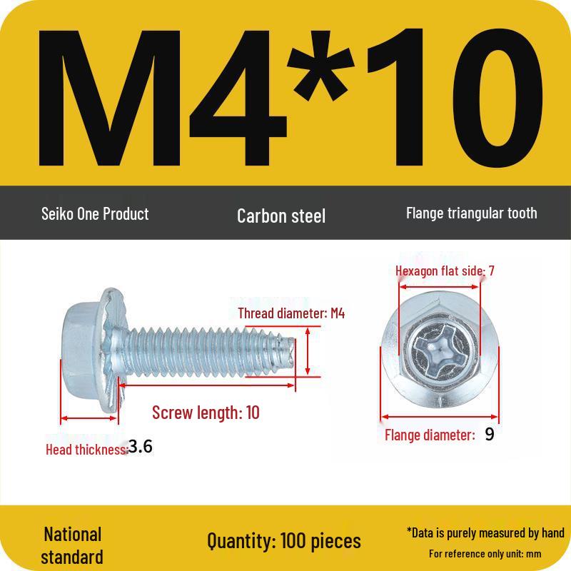 Grade 10.9 Galvanized Hex Flange Anti-slip Self-locking Triangular Thread Self-tapping Screw