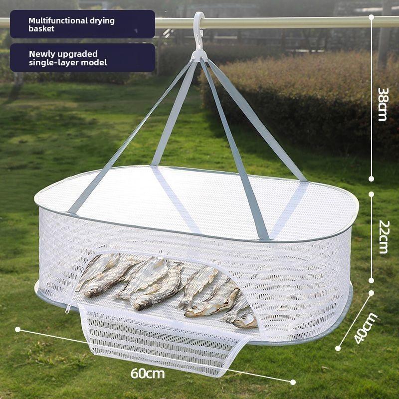 Collapsible Double Layer Clothing Drying Basket With Breathable Fabric For Home Use