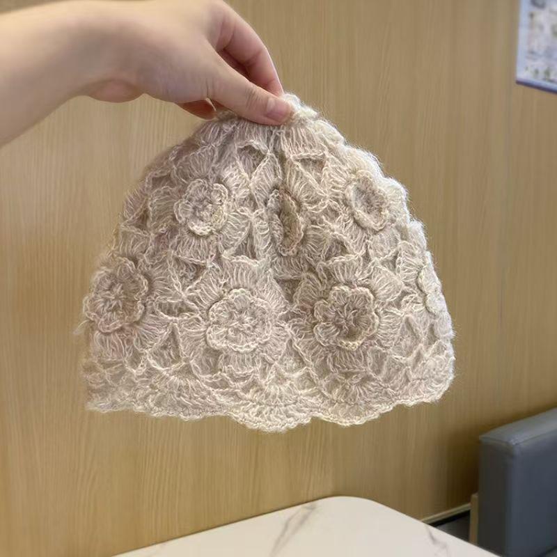 Women's Fashionable Mohair Knit Hat - Japanese Style, Double Layer, Hand-Crocheted with Tassel, Korean Trendy Autumn/Winter Accessory.