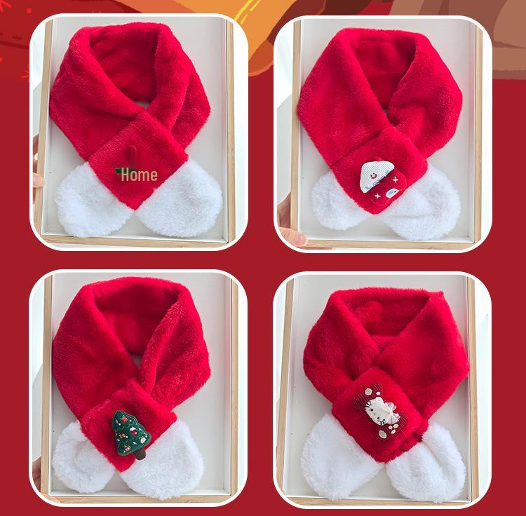 Kids' Red Knit Scarf: Winter Plush Neck Warmer