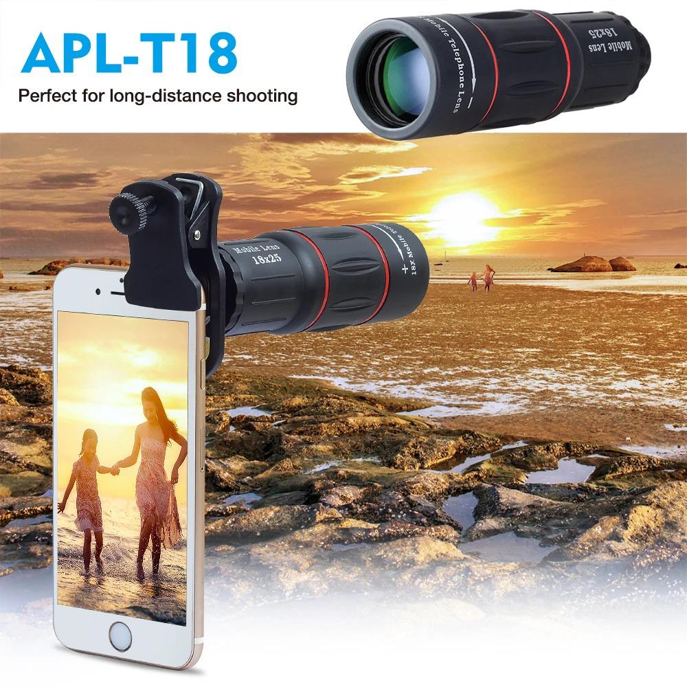 HD Telephoto Monocular Phone Lens, 18X-28X-64X Zoom for Photography