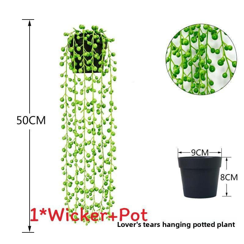 Faux Hanging Vine Plant With Green Leaves For Balcony And Party Decoration