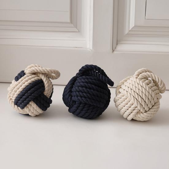 Weighted Door Stopper Heavy Sand Filled Door Stop with Handle Home Office Indoor Decorative Handmade Cotton Rope Ball Floor Doorstop