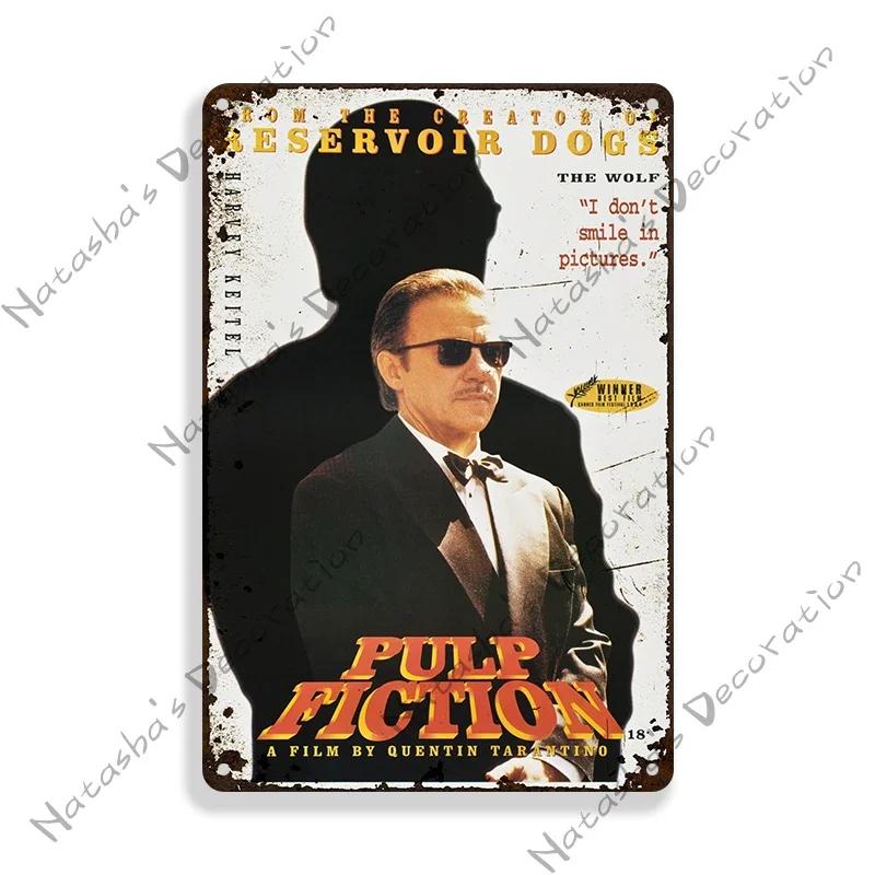 Pulp Fiction Rusty Movie Poster Metal Tin Sign Old Metal Signs Vintage Poster Man Cave Garage Metal Plaque Industrial Decor