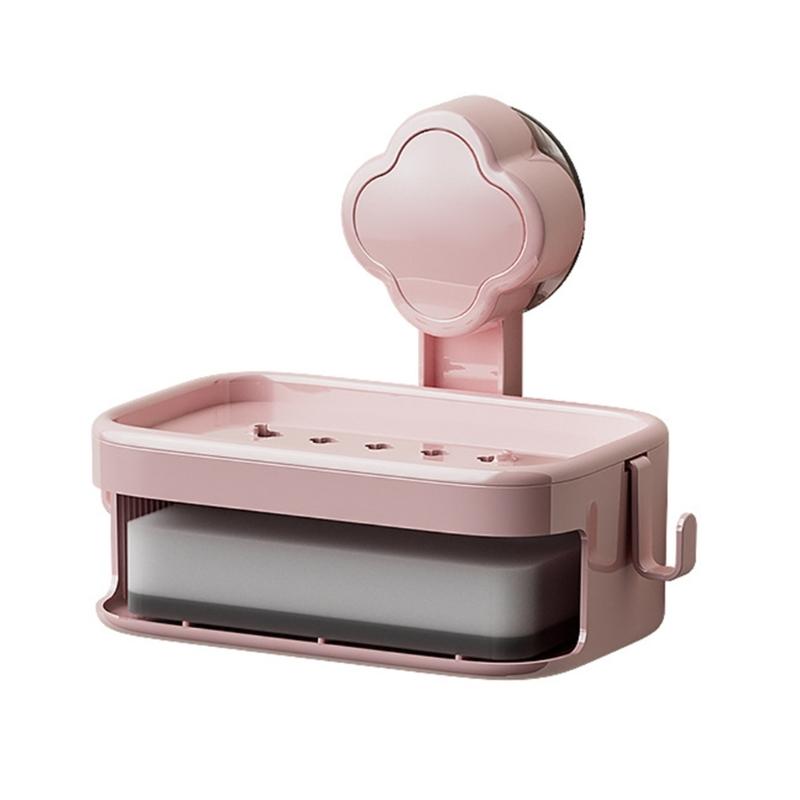 Soap Dish Soap Holder for Shower Single/Double Layer Wall Mounted Soap Rack No Drilling Self Draining for Bathroom