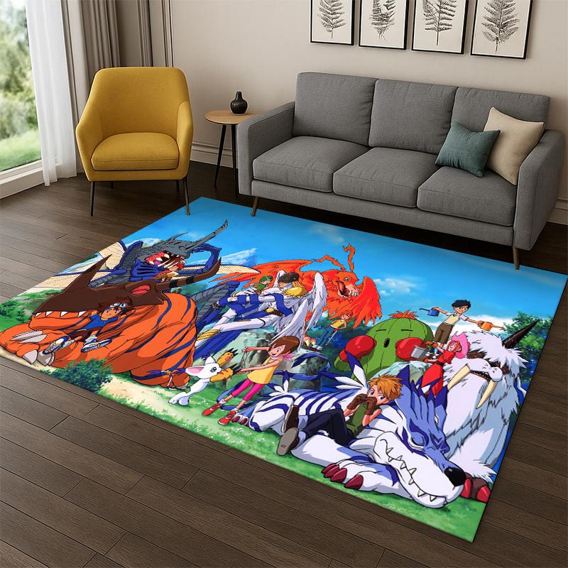 3D Digimon Adventure Angewomon Agumon Cartoon Carpet Rug for Bedroom Living Room Sofa Doormat Home Decor,Kid Area Rug Non-slip