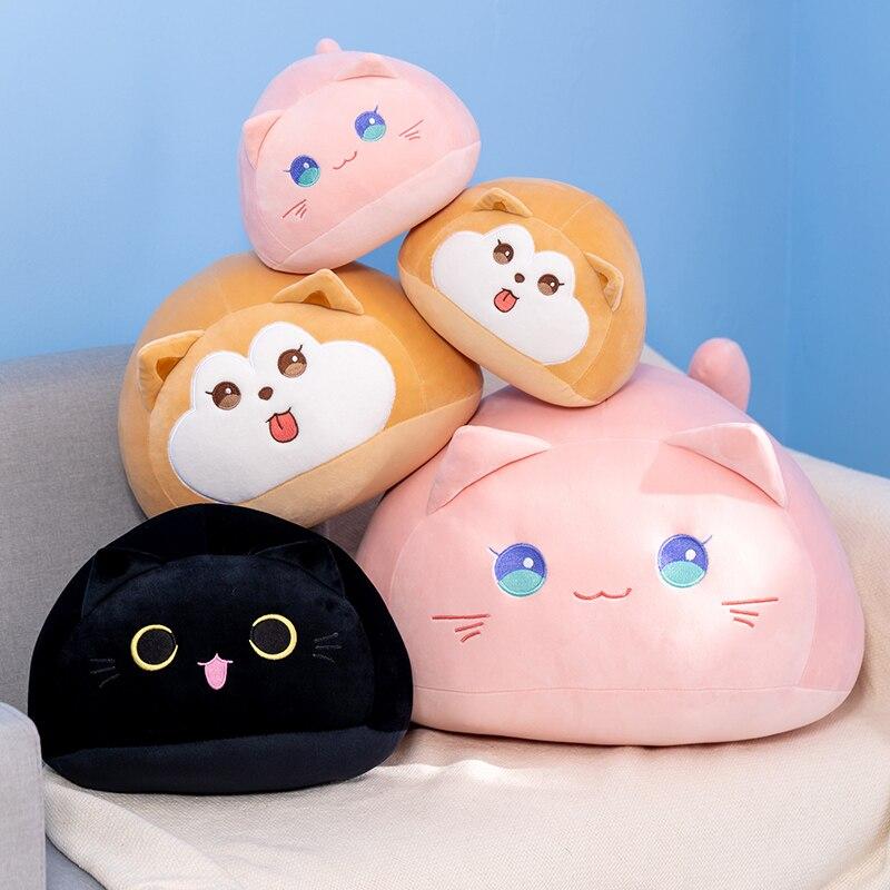 Cartoon Cat Shiba Inu Plush Toys Kawaii Round Animal Pillow Sofa Cushion Stuffed for Girls Baby Birthday Gifts