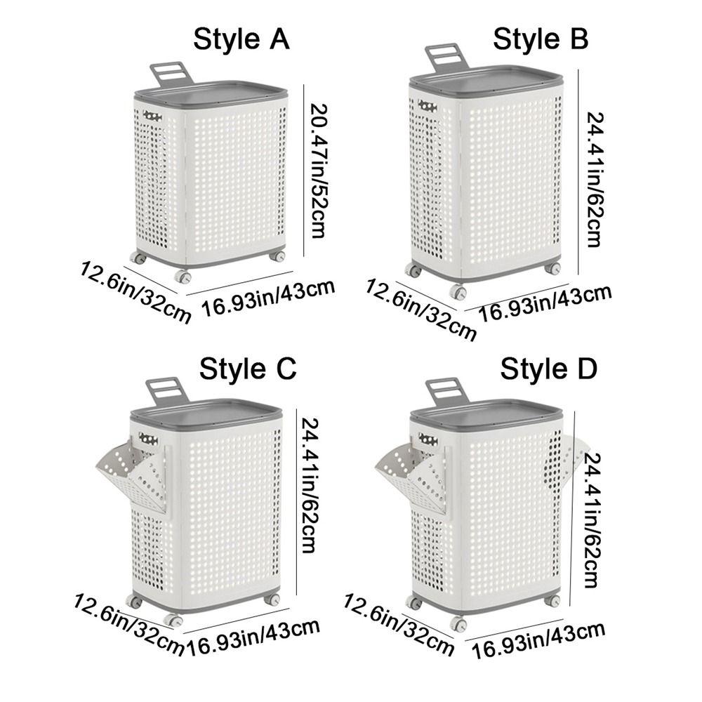 Plastic Folding Dirty Clothes Basket Dust-proof Rolling Laundry Basket  Apartment