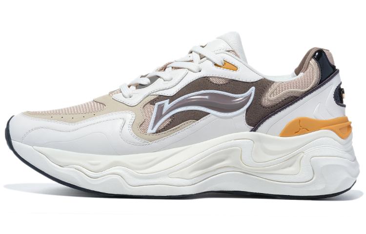 LI NING 1990 Лава Низкие Спортивные Повседневные Кроссовки Мужские Белый Коричневый ALJT005-3 42