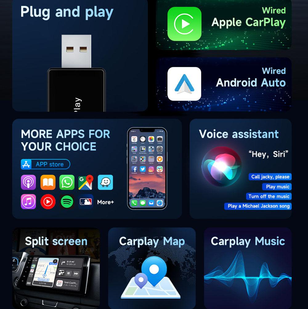 Wireless CarPlay Android Auto Wireless Adapter 2 In1 WiFi Fast Connect Smart Mini Box Plug And Play Universal Car Accessories