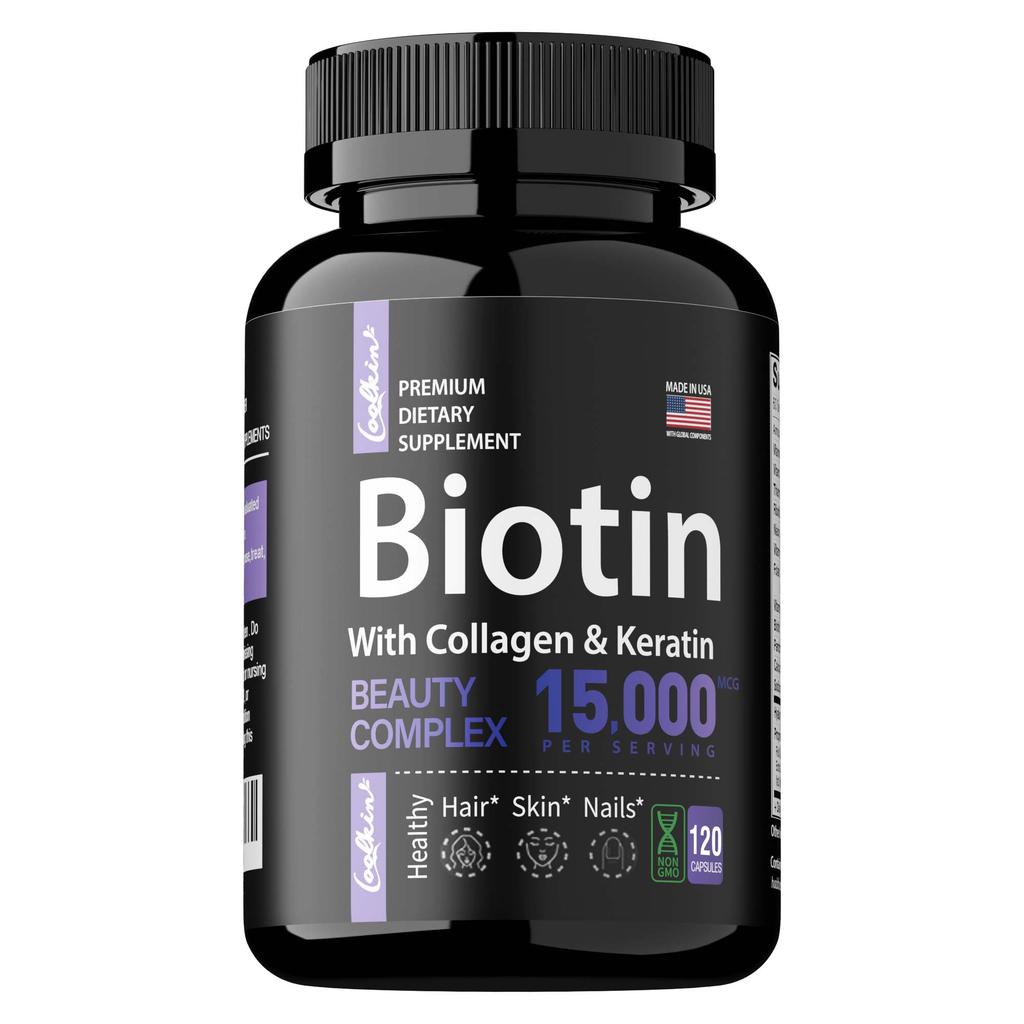 Coolkin Biotin Capsules Are Beneficial for Skin and Hair Health, Suitable for Both Men and Women, and Are Gentle and Easily Absorbed.