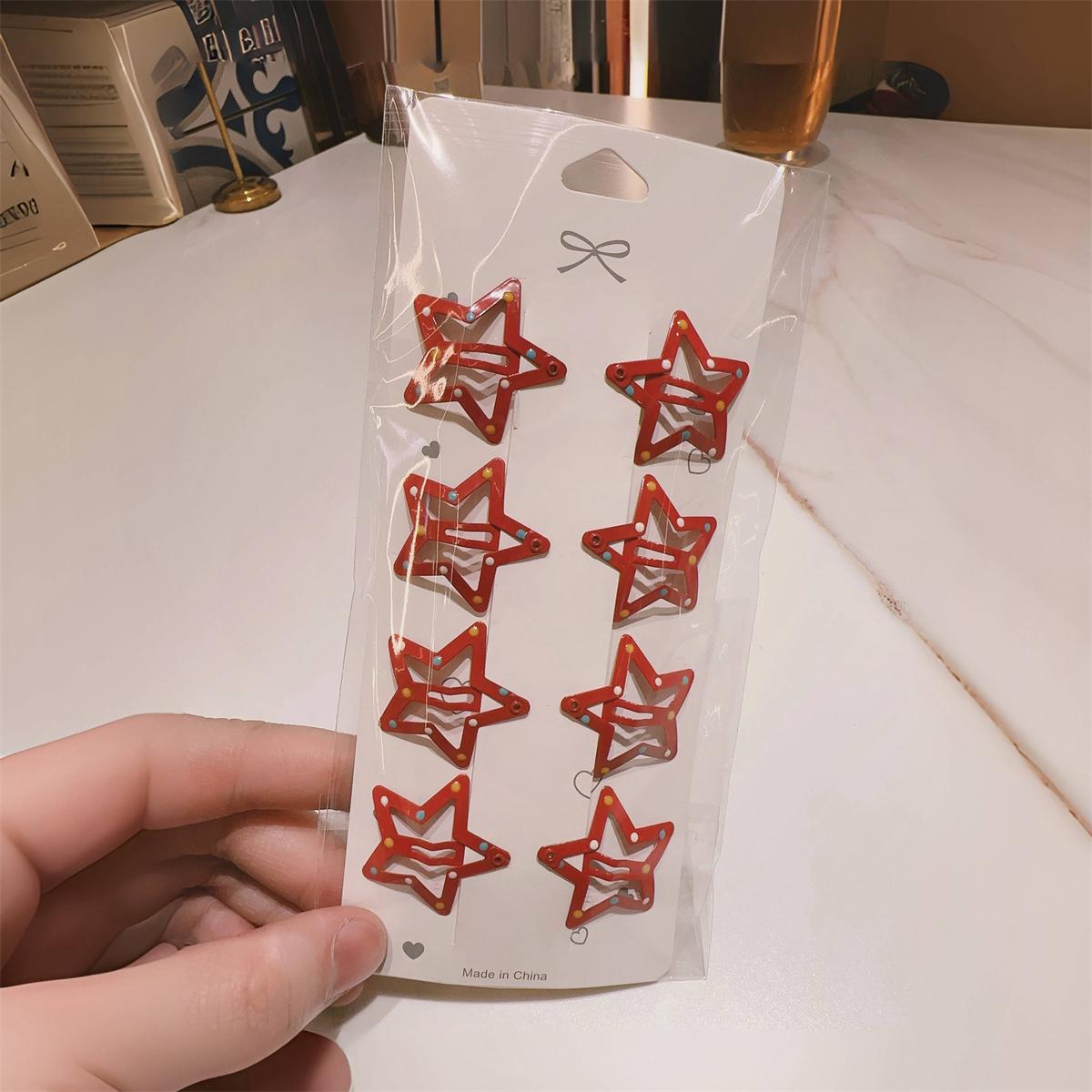 

8 шт./набор Красные заколки для волос в виде звезд для женщин девушек Металлическая заколка-капля Заколки-клипсы Кавайные заколки для волос Заколка-клипса BB Y2K Модные аксессуары