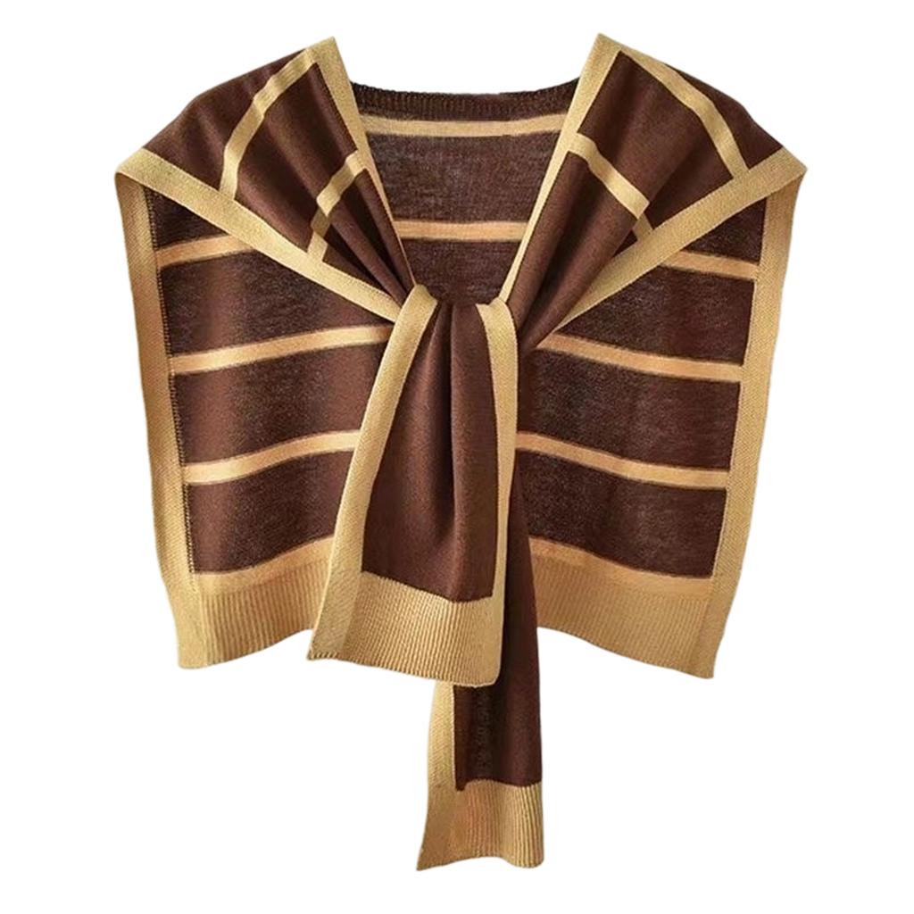 Knit Shawl Striped Fashion Trendy Chic Ladies Shoulder Wrap Stylish Black White Pattern Versatile Outerwear Elegant Accessory