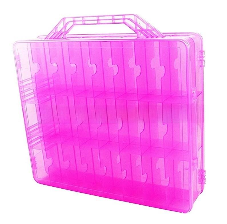 

Прозрачный 48-ячеечный пластиковый ящик для хранения лаков для ногтей для ежедневного использования розовый