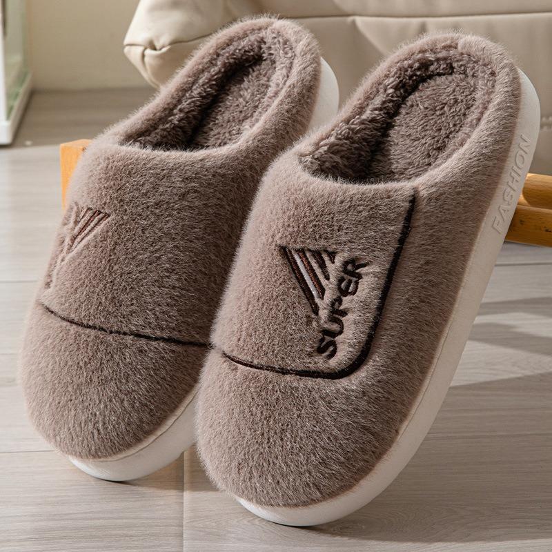 

Новые мужские большие хлопковые тапочки с зимней домашней обстановкой, утолщенный бархат для тепла, мужские тапочки 47 коричневый