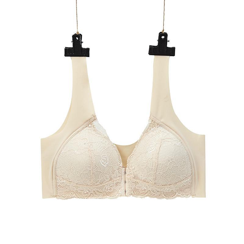 Large Size Front Buckle Lace Seamless Bra - U-Shaped Nursing Comfort Bra Without Steel Ring