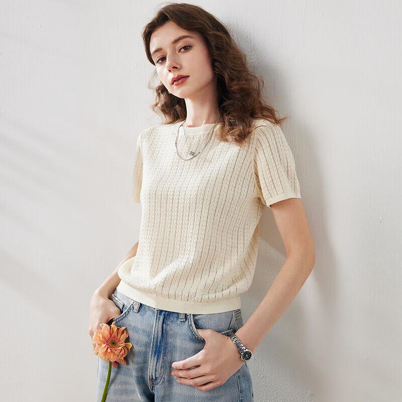 Women's Mulberry Silk Blend Lightweight Knit T-Shirt