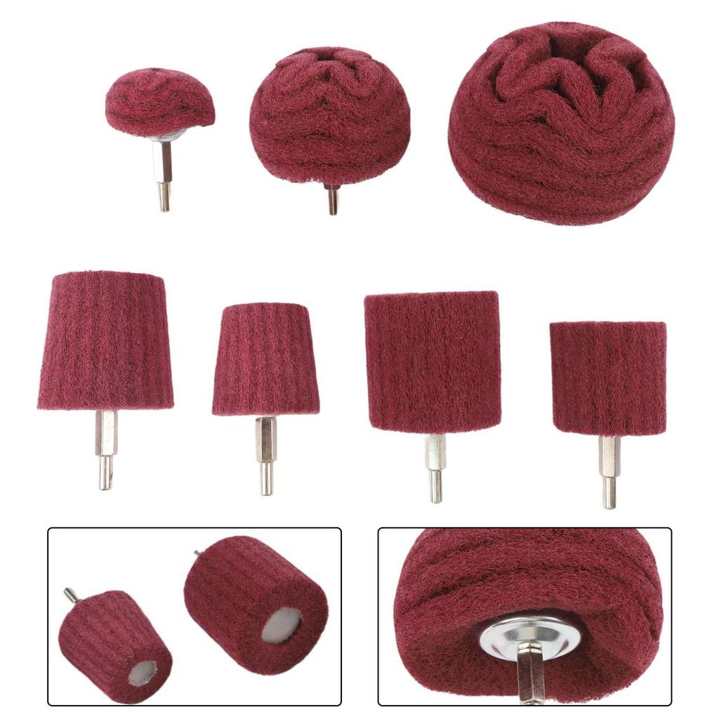 7-teiliges Set Pilzförmige Nylon-Polierscheiben für Metall Zur Rostentfernung und zum Polieren von gebürsteten Oberflächen mit sicherem Griff
