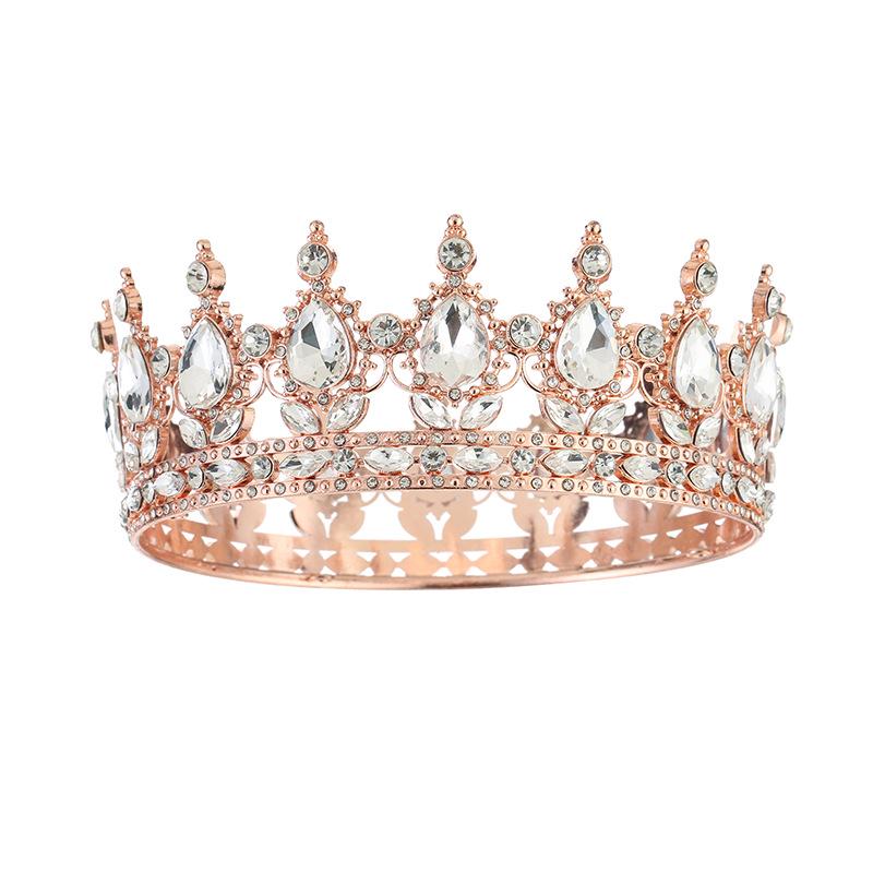Elegant Rhinestone Alloy Crown Tiara: Exquisite Retro Bridal Headpiece & Hair Accessory