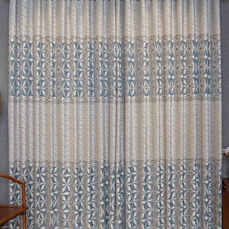 Jacquard Leaf Designer Gray Polyester Fiber Window Screen Floor Window Screen Curtain for Kitchen Bedroom Home Decor