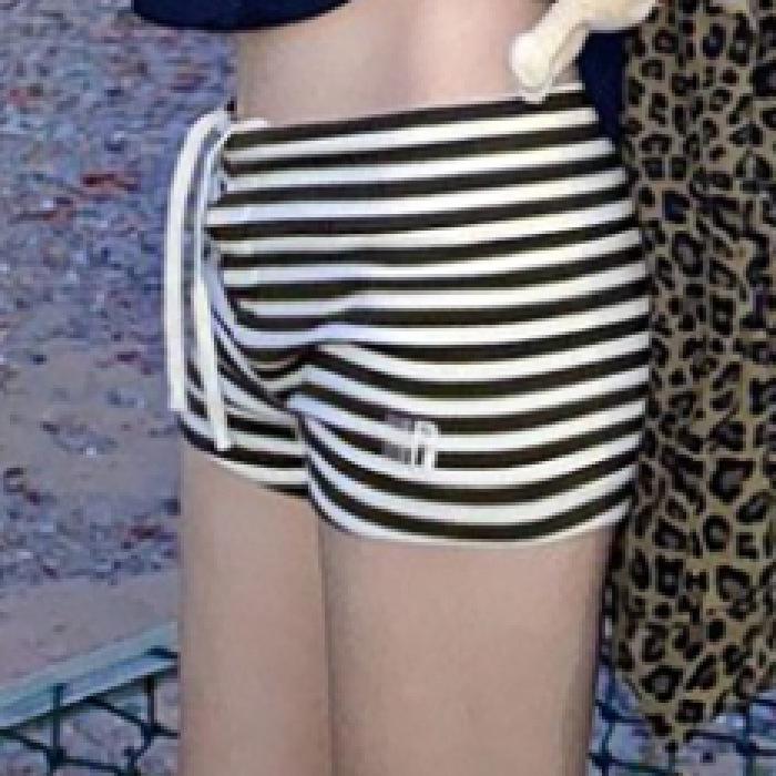 Spicy Girl Striped Color-Block Slim Fit Shorts - Versatile, Stylish, and Sexy Medium
