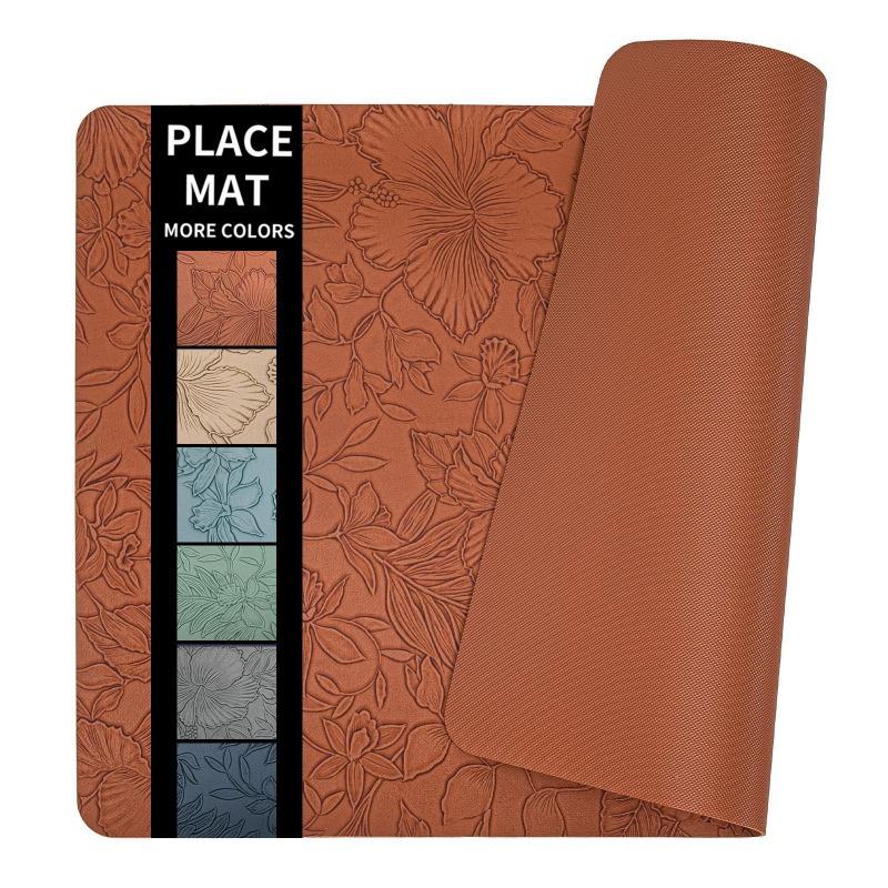 Nordic Embossed PVC Leather Placemats Heat Resistant Non Slip Dining Table Mats Elegant Hotel Home Western Food Table Pads