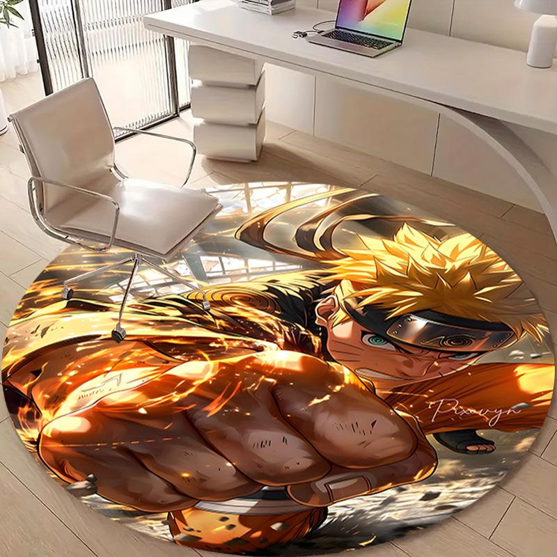 1pc Naruto Print Round Carpet Chair Round Carpet Suitable for Bedroom Living Room Home Decorative Carpet