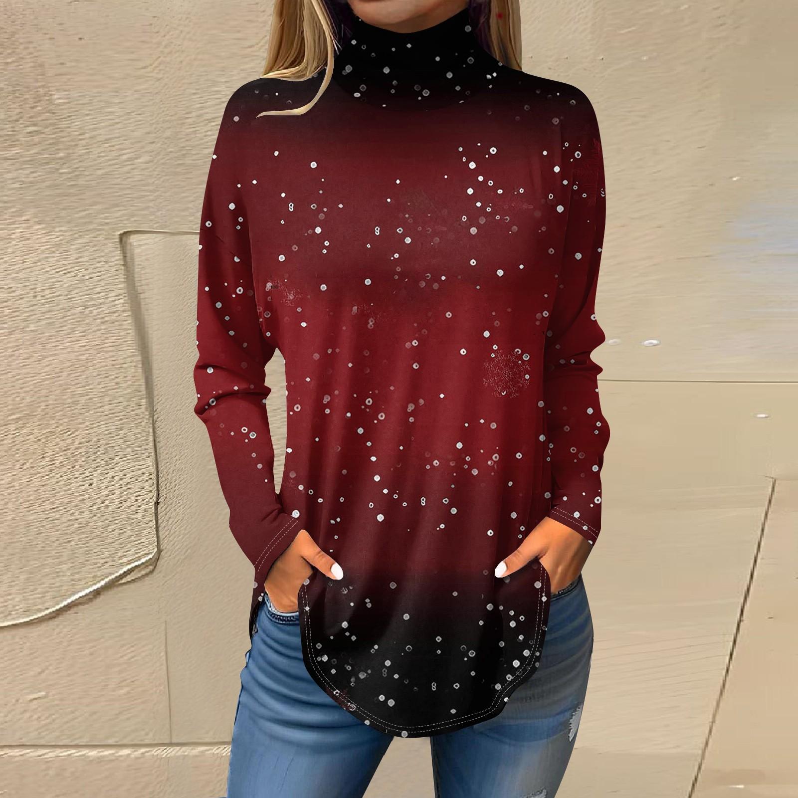 

Женская осенняя повседневная толстовка с длинным рукавом, винтажный принт, топ с высоким воротом, пуловер XXL