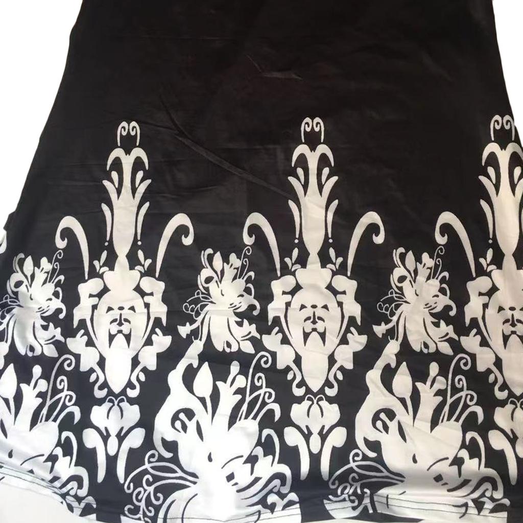 Women Summer  Print Hollow Out Sleeveless Loose Tank Mid Dresses