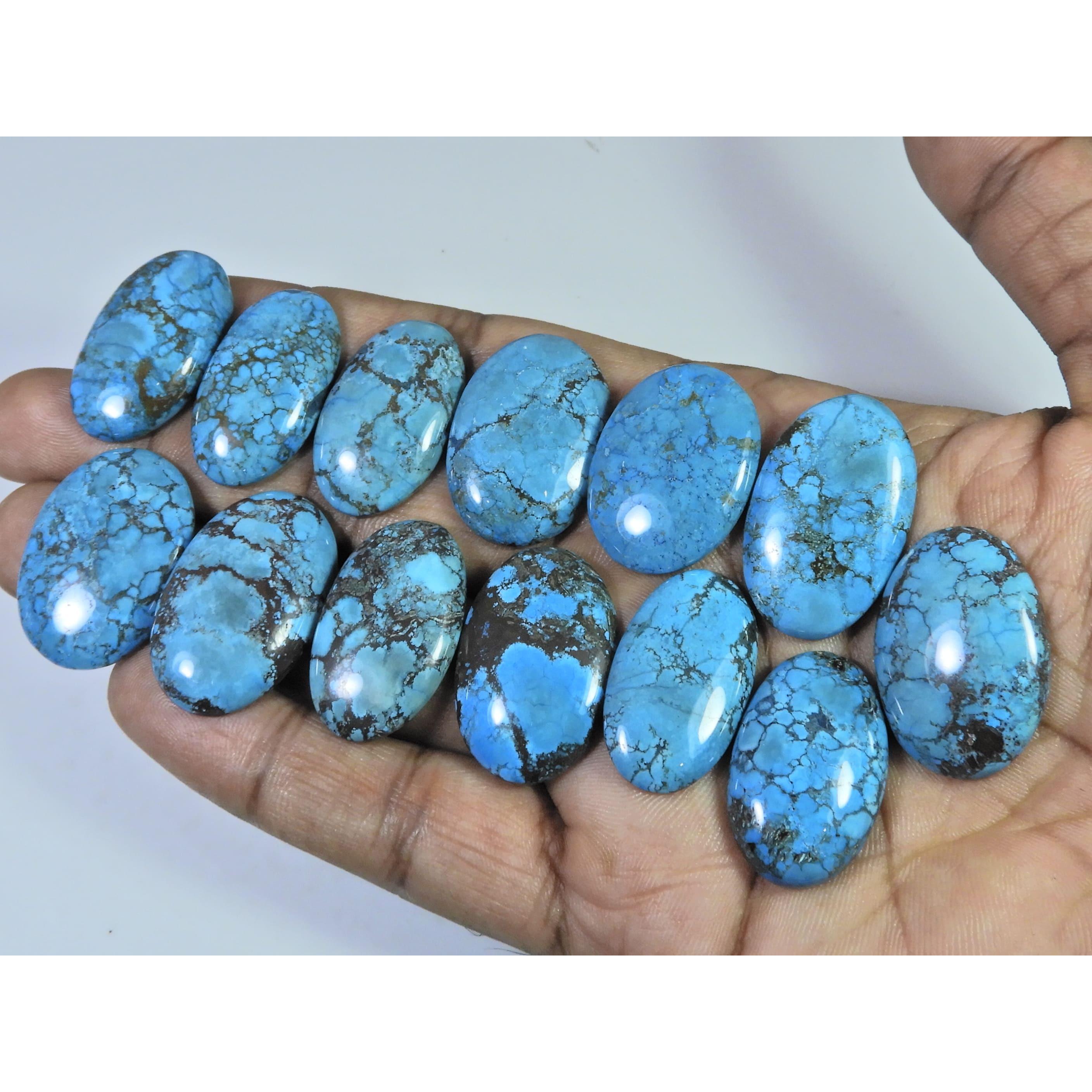 Colour Enhanced Magnesite Turquoise Oval Cabochon Loose Gemstone 13Pcs Lot C-2089