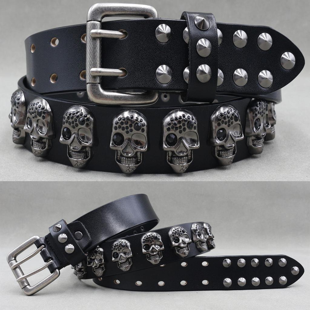 Metal Rivet Belt Luxury Designers Men Rivet Punk Belt Cow Genuine Leather Cintos Masculinos Male Women Rock Hip Hop Strap Waist