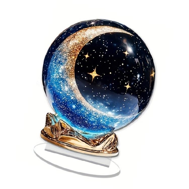 Mond und Stern Motiv Acryl Kristallkugel Heimdekoration 210 mm Durchmesser Innen- und Außenbereich Leicht zu reinigende Oberflächen