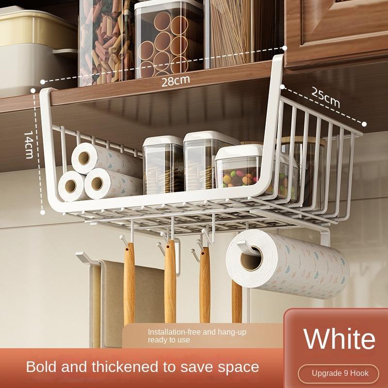 

Полая подвесная сетчатая корзина, выдвижной ящик, корзина под шкаф, кухонные аксессуары White-9 Hooks