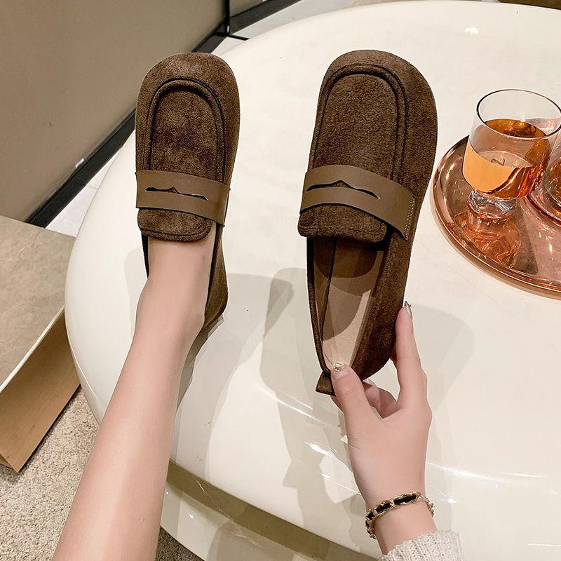 Spring and Autumn Retro Round Toe Office Loafers Shoes for Women Cheap Clearance Stylish 39 Quick Delivery Slip-on Woman Flats