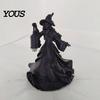 Festive Party Centerpiece Halloween Witch Lamp Figurine, Stained Glass Hat Night Light, Gothic Table Dark Holiday Decoration Resin Spooky Lantern for
