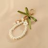 Flower Metal Keychain Pendant Faux Pearl Ribbon Bowknot Decor Car Key Chain Earphone Bag Phone Accessories