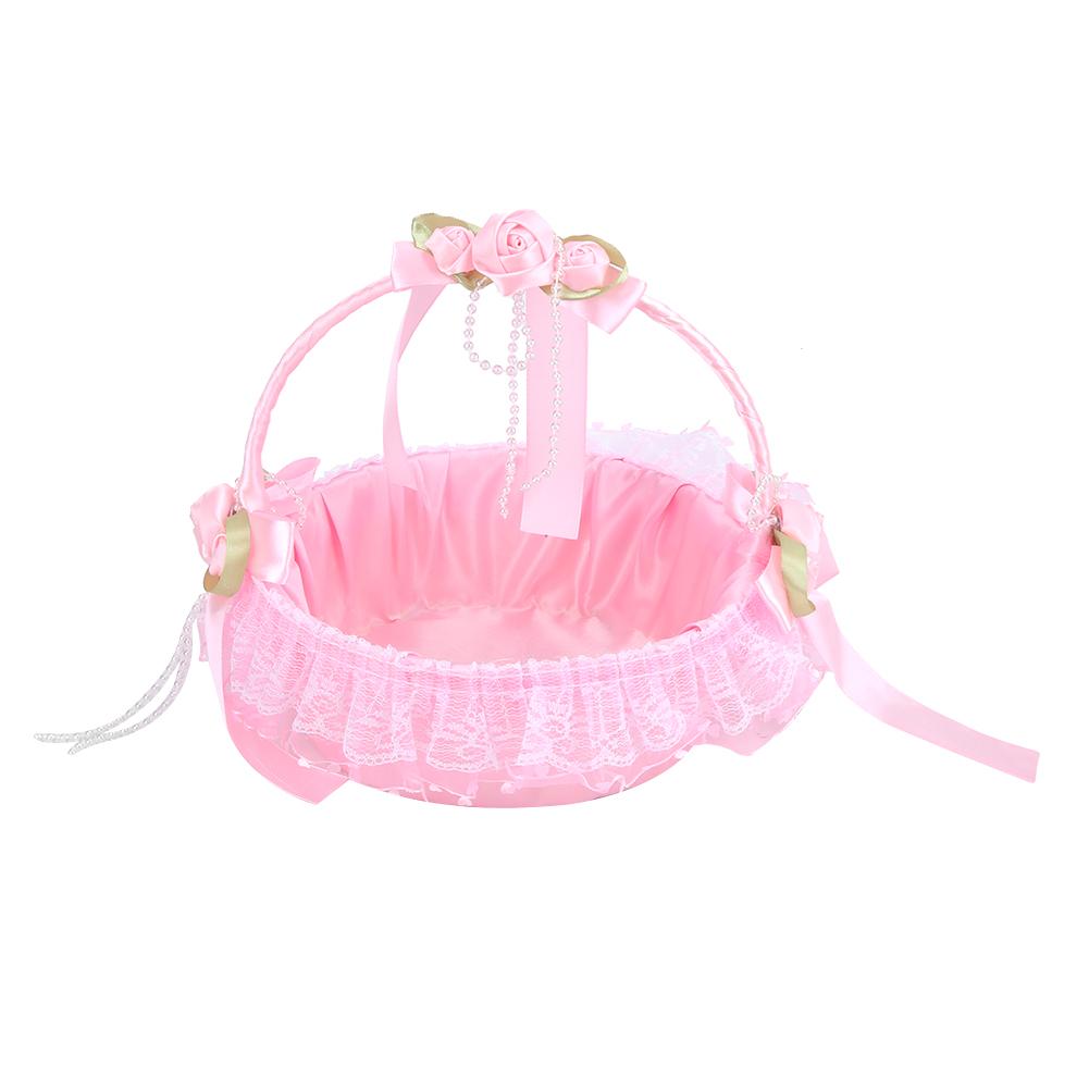 Bärbar Bröllopsspets Blombukett Korg Behållare Fest Ceremoni Tillbehör Dekoration