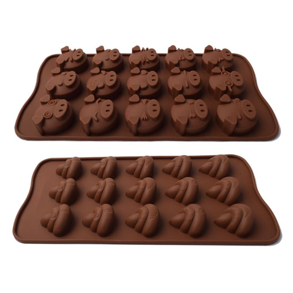 Smile Face Pig Shaped Mini Poop Chocolate Mold 15 Grids Candle Mold Poop Silicone Mold  DIY