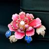 Dateless Peony Inspired Brooch Pin With Metallic Alloy Base Pearls Embellishment Unique Lapel Pin For Women Outfits