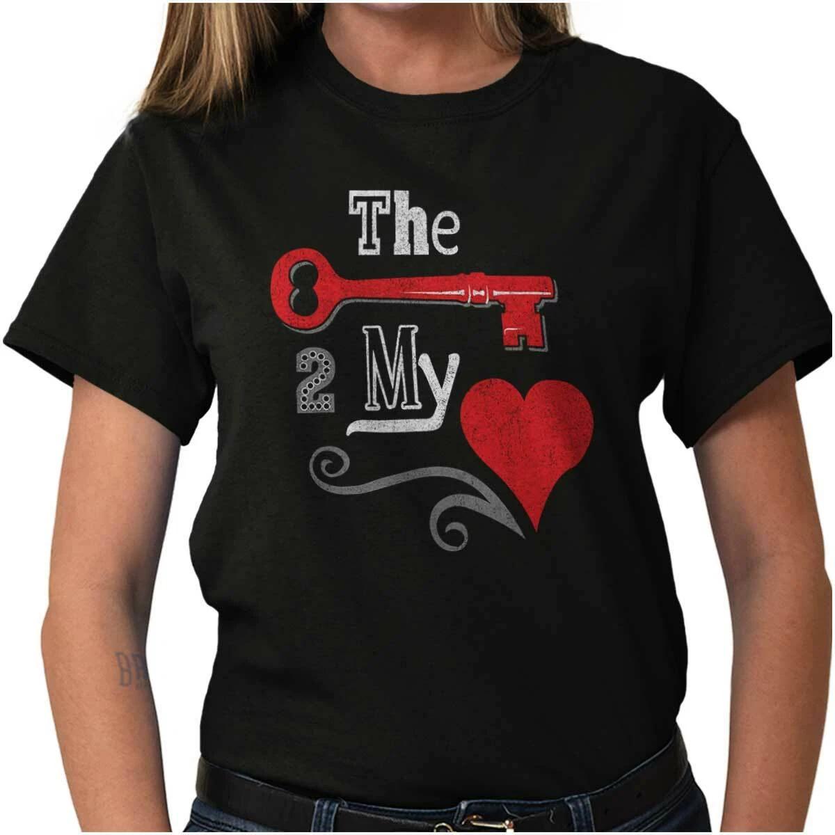 Romantic Valentines Day Key To My Heart Gift Womens Graphic Crewneck T Shirt Tee S