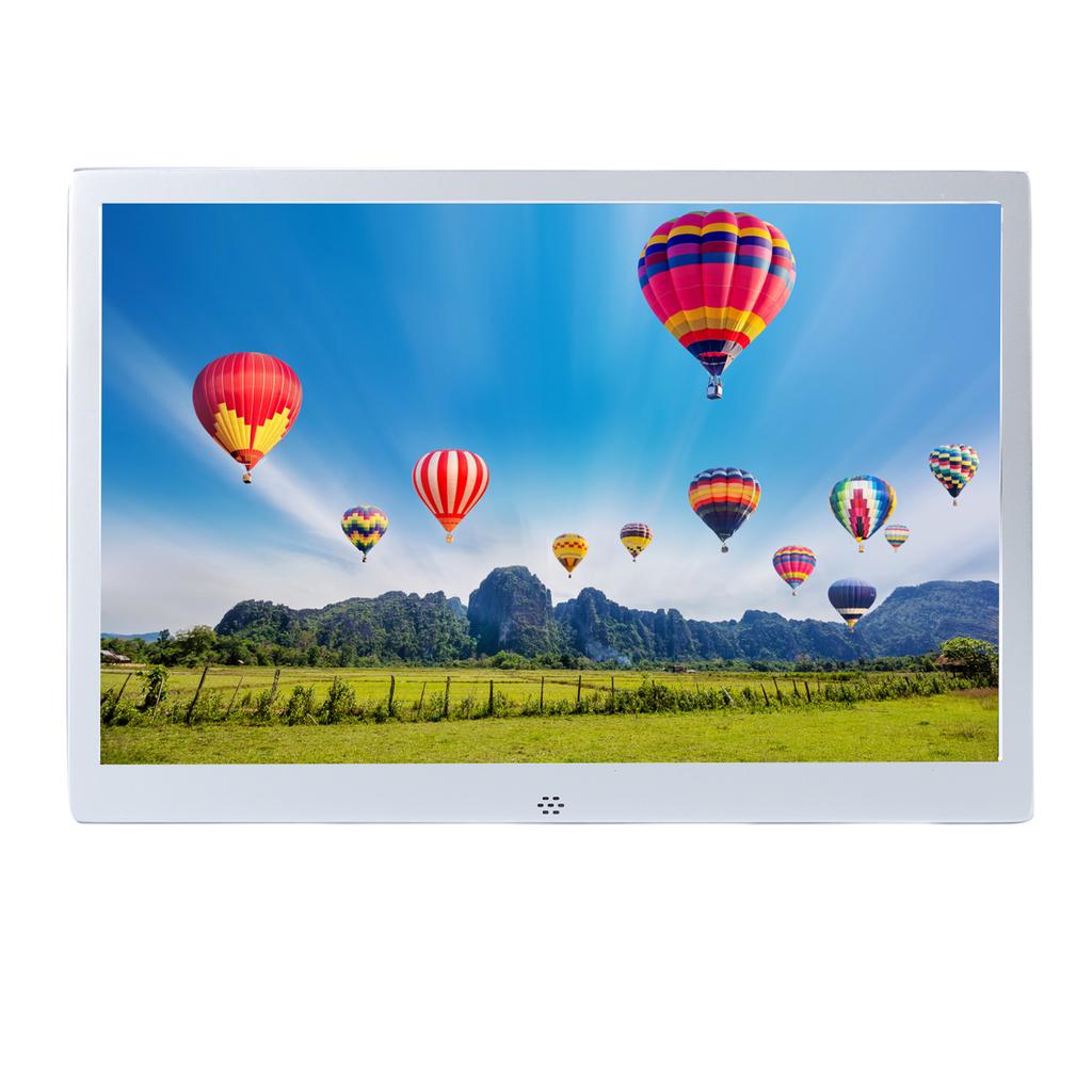 12 Inch Metal Digital Photo Frame HD 1280x800 Electronic Album MP3 MPEG4 Picture 100‑240VSilver US