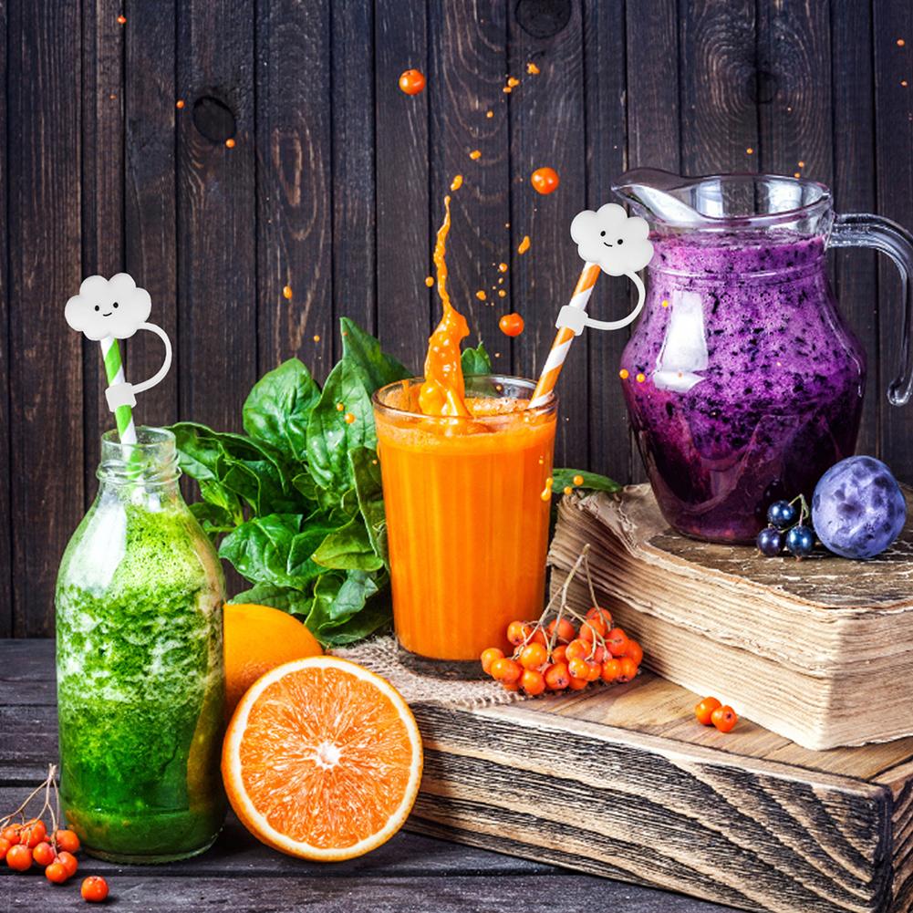 4/6/8pcs Silicone Straw Tips Cover Protection Dustproof Plugs For Straw Cap Cartoon Reusable Straw Protection Plug Accessories