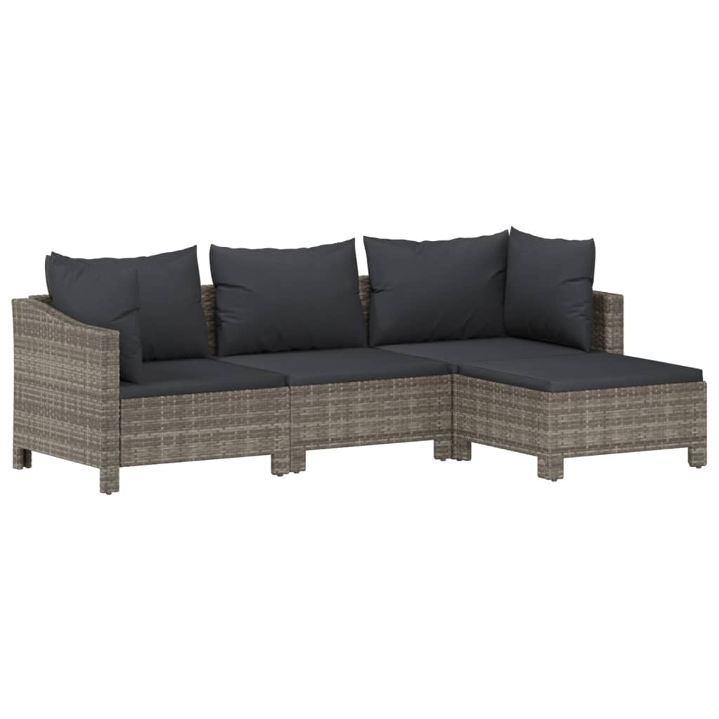 Vidaxl 8-Cz. Garden Lounge Set, Cushions, PE Rattan, Grey